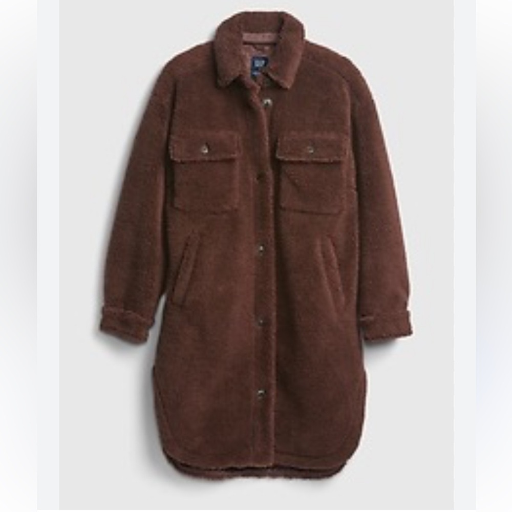 GAP Chocolate Oversized Sherpa Shirt Jacket